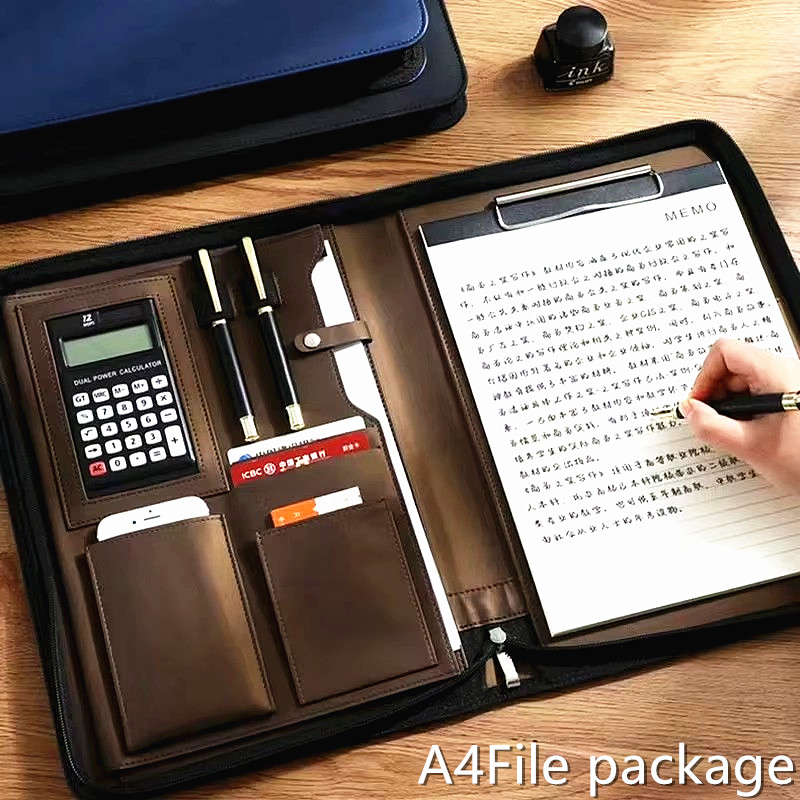 Portfolio Folder Zip - PU Leather Portafolio A4 Document Case